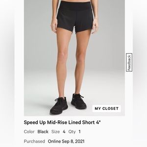 Lululemon Speed Up Midrise Lined Short - tall